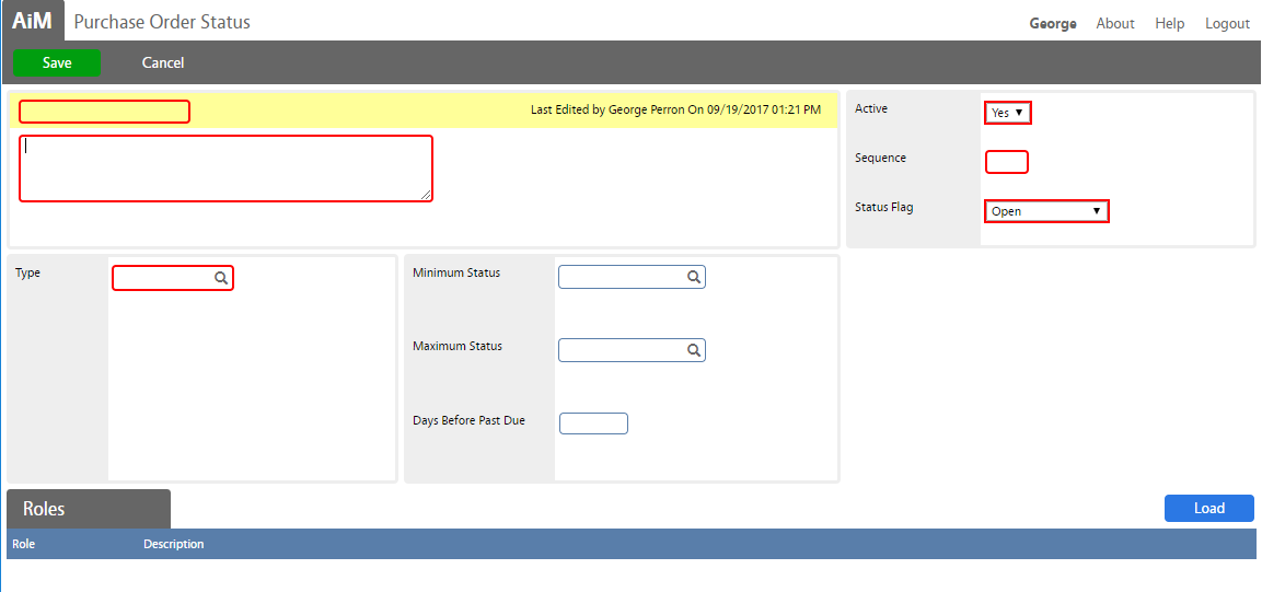 Configuring Purchase Order Status | Integrated Workplace Management