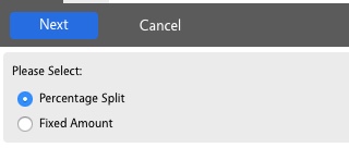 Percentage split radio selected