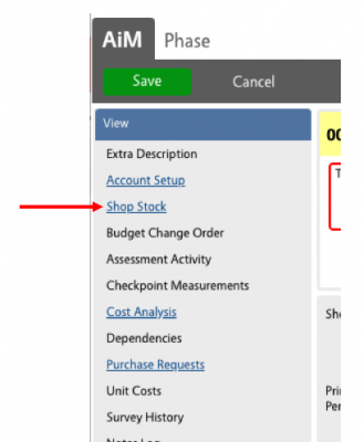 The Phase View Menu in edit mode