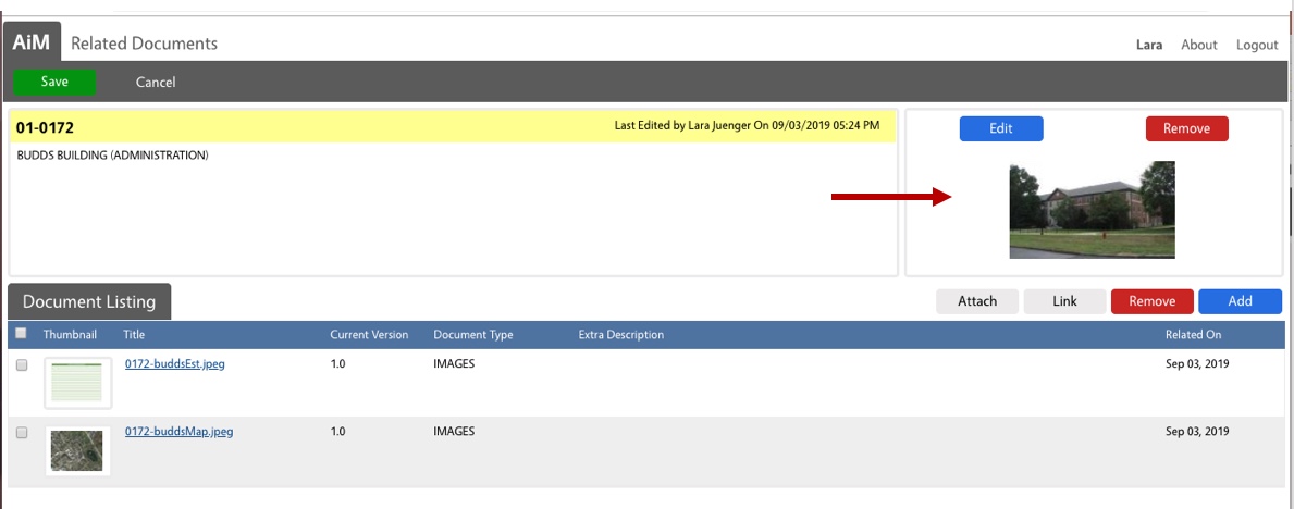 Shows Arrow pointing to property asset photo